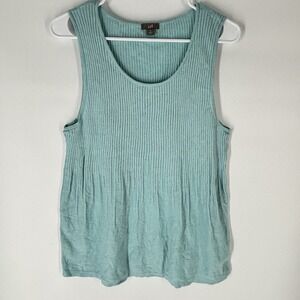 J Jill Silk Blend Knit Tank Top Size XL Pastel Summer Preppy Soft Ribbed Beach